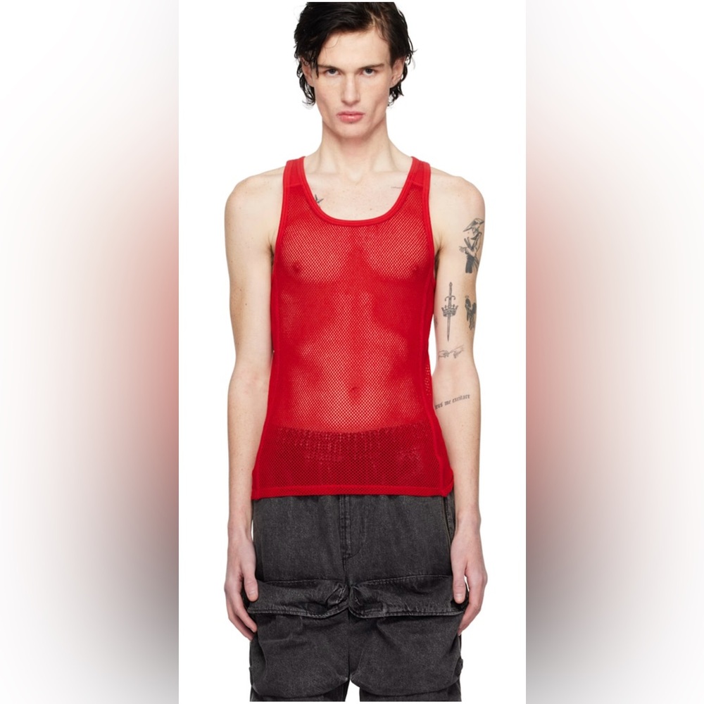 Savage X Fenty Red String-And-Lace-Sleep Tank Top, Size Small